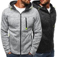 Mens Full Zip Hoodie Solid Color Zipper Hooded Daily Fitness Basic Thin Fleece Hoodies Sweatshirts Long Sleeve Blue Gray Black