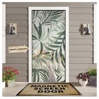 【LZ】 Tropical Plants Leaves Door Curtains Summer Magnetic Anti-mosquito Screen Insect Fly Bug Home Kitchen Printed Curtains