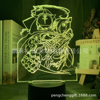 Fullmetal Alchemist 3d ไฟกลางคืนอะนิเมะไฟ Led ของขวัญรูปโคมไฟตลกเสน่ห์อะคริลิ USB นีออนตกแต่งงานเลี้ยงวันเกิด
