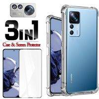 Xiaomi 12T Pro 3 In 1เคสเกราะ Full Clear Jelly Air Bag เคสกันกระแทก + กระจกเทมเปอร์