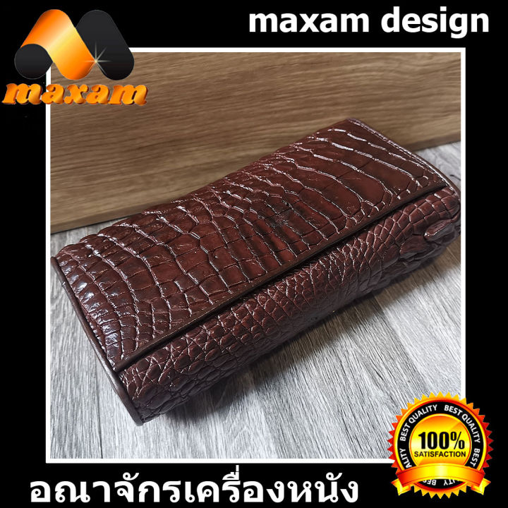 genuine-crocodile-leather-tri-fold-walled-กระเป๋าสพายสวยๆของสุภาพสตรี-สีนำตาล