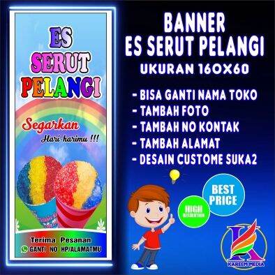 Spanduk Banner Es Serut /Banner Es Serut Pelangi /Spanduk Minuman Es ...