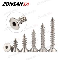 ZONSANTA M3 M4 M5 Countersunk head hexagon socket tapping screw 304 Stainless steel Flat Allen head wood screw Screw Nut Drivers