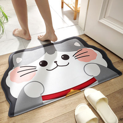 Cartoon Flannel Welcome Entrance Doormats Carpets Rugs Bath Living Room Floor Stair Kitchen Hallway Non-Slip Cat Dog Pet Gamer