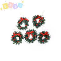 FactoryOutlete?Cheap? 1:12 dollhouse Christmas Garland ตกแต่งด้วย Red Bow DIY ของขวัญตกแต่งบ้าน