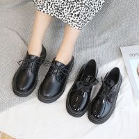 COD DSFGRTUTYIII Small Leather Shoes Women 2020 New Style Round Toe British All-Match Deep Mouth Retro Korean Version Preppy Black Student Single