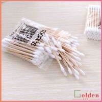 Golden  สำลีแบบไม้  1 แพ็ค  สำลีก้านด้ามไม้  หัวคู่คัตเติ้ลบัต  Cotton swab