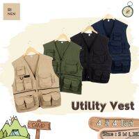 Rinen Utility Vest เสื้อกั๊กแคมป์ปิ้ง (สีเบจ/เขียว/กรม/ดำ) เดินป่า ช่างภาพ สายลุย ผ้าเวสปอยท์ หนา นุ่ม ทน มีหลายกระเป๋า ระบายอากาศดี สีไม่ตก