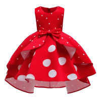 Polka Dot Summer Girls Dress Vestidos Longue De Verano Robe Formal Vintage Fille Kids Wedding Children Princess Prom Bridesmaid