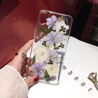 {Shell Superman Digital} Qianliyao ดอกไม้แห้งกดจริงเคสโทรศัพท์สำหรับ iPhone X XS Max XR 7 8 Plus 14 13 12 11 Pro Max SE Case Soft Floral Cover