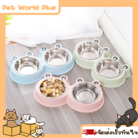 ชามอาหารสัตว์เลี้ยง 2in1 ขามอาหารแมว ชามข้าวแมว ชามใส่อาหารแมว Pet Bowl ชามข้าวหมา สำหรับสัตว์เลี้ยง 2 หลุม ชามแมว ราคาถูก พร้อมส่ง [Pet World Plus]