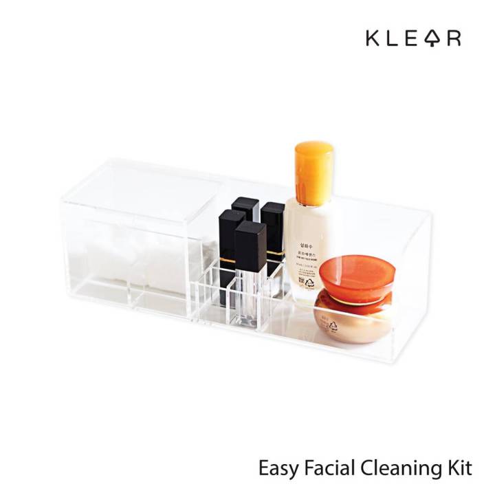 klearobject-easy-facial-cleaning-kit-กล่องอะคริลิคใส-กล่องเอนกประสงค์-ผลิตจากอะคริลิค-กล่องใส่อุปกรณ์-กล่อง-อะคริลิค