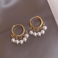 Elegant Imitation Pearl Hoop Earrings Gold Round Vintage Earrings for Women Girl Cute Small Party Engagement Jewelry Gift