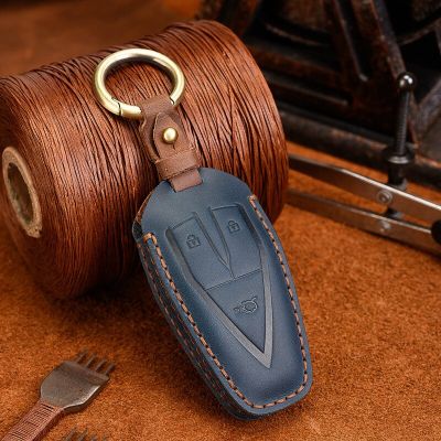 Smart Key Cover Case Car Keyring Shell for Changan CS35Plus CS55Plus CS75Plus 2019 2020 Unit X7 3/4/5 Button Genuine Leather