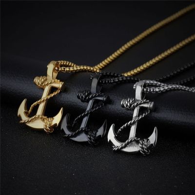 【CW】Simple Classic Fashion Anchor Cross Antique Silver Color Pendant Girl Short Long Chain Necklaces Jewelry For Men