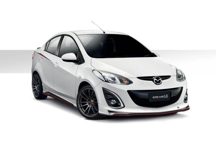 สเกิร์ตข้าง-สเกิร์ตข้างรถยนต์-mazda2-2007-2012-4ประตู-5ประตู-ทรง-drive-68-พลาสติกabs-งานดิบไม่ทำสี