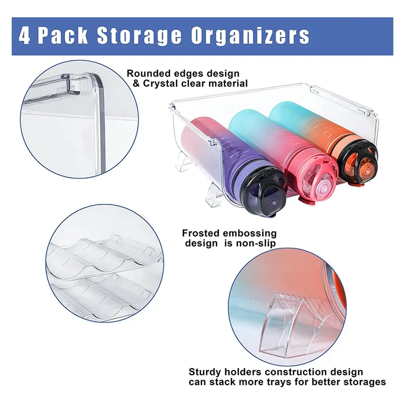 mDesign Plastic Stackable Water Bottle Storage Organizer Rack - 4 Pack, Clear