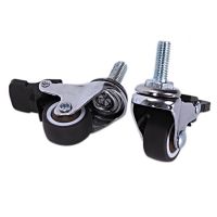 4Pcs Mini Small Casters 1 Inch M8X15Mm Tpe Silent Wheels With Brake Universal Casters Wheel For Furniture Bookcase Drawer