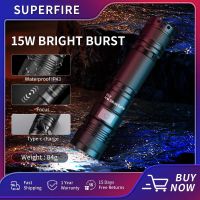 2023✟♙♧ SUPERFIRE A12 Zoom Flashlight 15W 18650 USB-C ultra powerful rechargeable Led torch 950LM for Camping Fishing Lantern work light