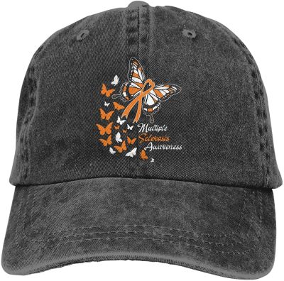 Best Selling Multiple Sclerosis Awareness Butterflies Unisex Adult Adjustable Cowboy Hats Denim Baseball Cap for Men Women