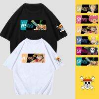 One Piece ร่วมเสื้อยืดลูฟี่อะนิเมะผู้ชายและผู้หญิงคู่แขนสั้นหลวมฤดูร้อนน้ำแบรนด์