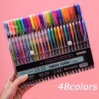 ปากกาอัลบั้มรูปสีปากกาแวววาวสำหรับเด็ก48สีปากกาหมึกเจลเครื่องเขียนอุปกรณ์การเรียนชุดไฮไลท์สีพาสเทลทำรายงานด้วยมือ DIY