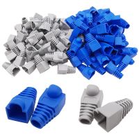 100Pc RG45 CAT5E CAT6 Connector Plug Cover RJ45 Ethernet Network Cable Crystal Head Protective Sleeve RJ45 Cat5 CAT6 Adapter Cap Cables