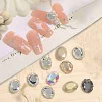 EXCES เงา ญี่ปุ่น อัญมณี เพชร ซิมโฟนี เล็บทรงรี Rhinestone เครื่องประดับเล็บ DIY ตกแต่งเล็บ 3 มิติ คริสตัลกระจกวงรี