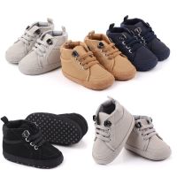 Boy High Top Baby Shoes Spring Autumn Soft Soled Anti-skid Toddler Crawl Crib Moccasins 11-13cm