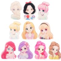 10PCS 2inch*1.28inch Princess Acrylic Patch Grils Hair Accessories for Hair Bows Center No Hairclip Barrettes Accessory Headwear Hair Accessories