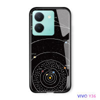 Volans การ์ตูนสุดหรู5G สำหรับ Vivo Y36 Y36 5G เคสกาแล็คซี่กระจกนิรภัยมันวาวขอบนิ่มด้านหลังเคสโทรศัพท์