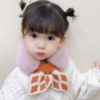 ♠◄℡  Winter Plush Baby Scarf Cute Thicken Warm Cross Scarves for Infant Boy Girl Korean Soft Toddler Kids Neckerchief