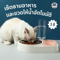 ชุดชามอาหารแสตนเลสพร้อมขวดน้ำอัตโนมัติ สำหรับสุนัขและแมว