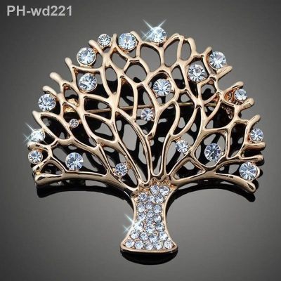 Original Fashion Inlaid Zirconia Stone Gold Color Tree of Life Brooch for Women Brooch Accessories Jewelry Gifts