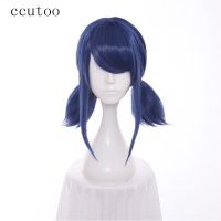 ccutoo Wigs Blue Double Ponytails Straight Cosplay Wig Halloween Heat Resistant Synthetic Hair Ladybug   wig cap