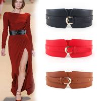 【YF】 Luxury ladies wide belt elastic vintage leather fashion wild pin buckle waist Corset seal Female