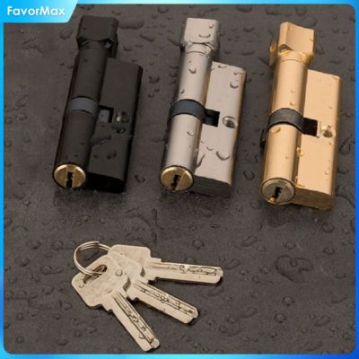 FavorMax ความปลอดภัยในบ้านประตูทางเข้ากันขโมยทำจากทองเหลือง AB ของตกแต่งล็อคห้องนอนทรงกระบอก2ชิ้น + กุญแจหลัก5ชิ้น