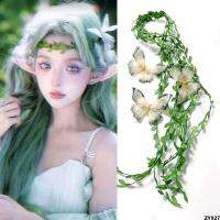 สาวโมริเอลฟ์ใบไม้สีเขียวพร้อมผีเสื้อหวายผมโบราณ Tulle เครื่องประดับ Wizard of Oz กิ๊บติดผม Dafa Card