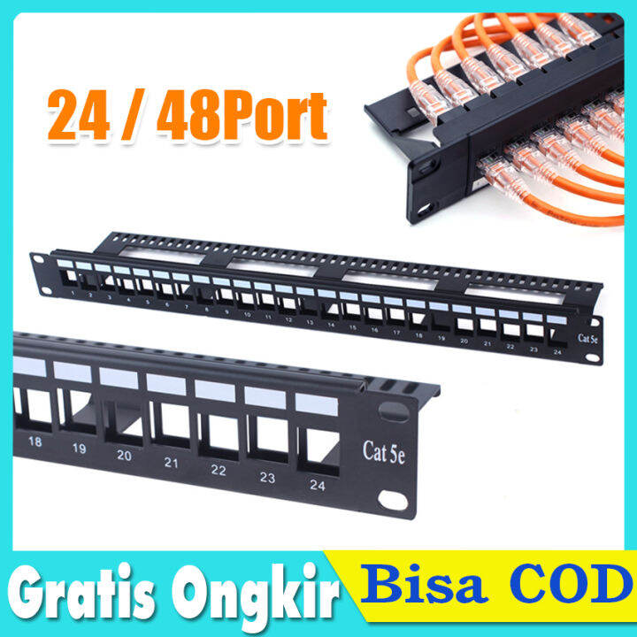 Patch Panel 12/24/48 Port 19Inch 1U Wire Management Cable Metal Kabel