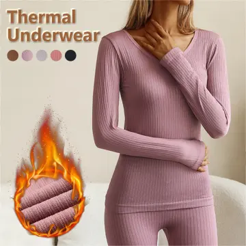 2Pcs/Set Thermal Underwear for Women Long Johns Women with Fleece Lined,  Base Layer Women Cold Weather Top Bottom