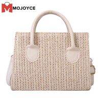 MOJOYCE Straw Beach Tote กระเป๋าสะพายไหล่ผู้หญิง handmade ทอกระเป๋าหนังสะพายพาดลำตัว Lady ห้องพักช่วงวันหยุดกระเป๋าลำลองผู้หญิง purse