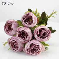 hotx【DT】 YO CHO 6 Heads/Bouquet Peonies Artificial Flowers Silk Bouquet Pink Wedding Decoration Fake