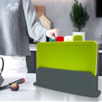 Chopping Boards Sets with Holder for Kitchen Cutting Non-Slip Anti Bacterium Plastic Chopping Block Plastic Dishwasher Safe