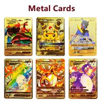 Pokemon Hard Iron Cards Gold Metal Cards Golden Pokemon Letter Metal Pikachu Mewtwo Charizard Vmax Anime Game Collection Card