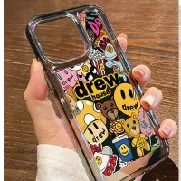 For IPhone 14 Pro Max IPhone Case High Clear Acrylic Hard Case Plating Buttons Shockproof Doodle Fashion Smiley Emoji Compatible for IPhone 11 Pro Max 12 Pro Max 13