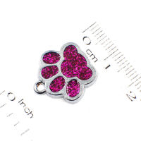 Hot Alloy Oil Dripping จี้ขนาดเล็ก Diy Key Chain แท็กสัตว์เลี้ยงจี้ที่มีสีสัน Glitter Dog Footprint