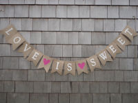 custom she said yes wedding burlap Banners love is sweeet bridal shower engagement party Buntings garlands Photo Prop signs