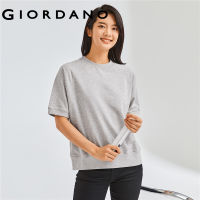 GIORDANO ผู้หญิง เสื้อยืดคอกลมแขนสั้นผ้าฝ้ายถักหลวม รักแลน Free Shipping 05323405