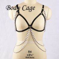 【cw】 Imitation pearls Beaded Bondage Fetish Wear Cupless decoration Harness