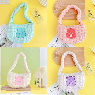 กระเป๋าสะพายข้างผู้หญิง puffy CAREBEAR - มีทั้งหมด 4 ลาย - งานนุ่ม ลื่น - ขนาด 22×16×5 cm